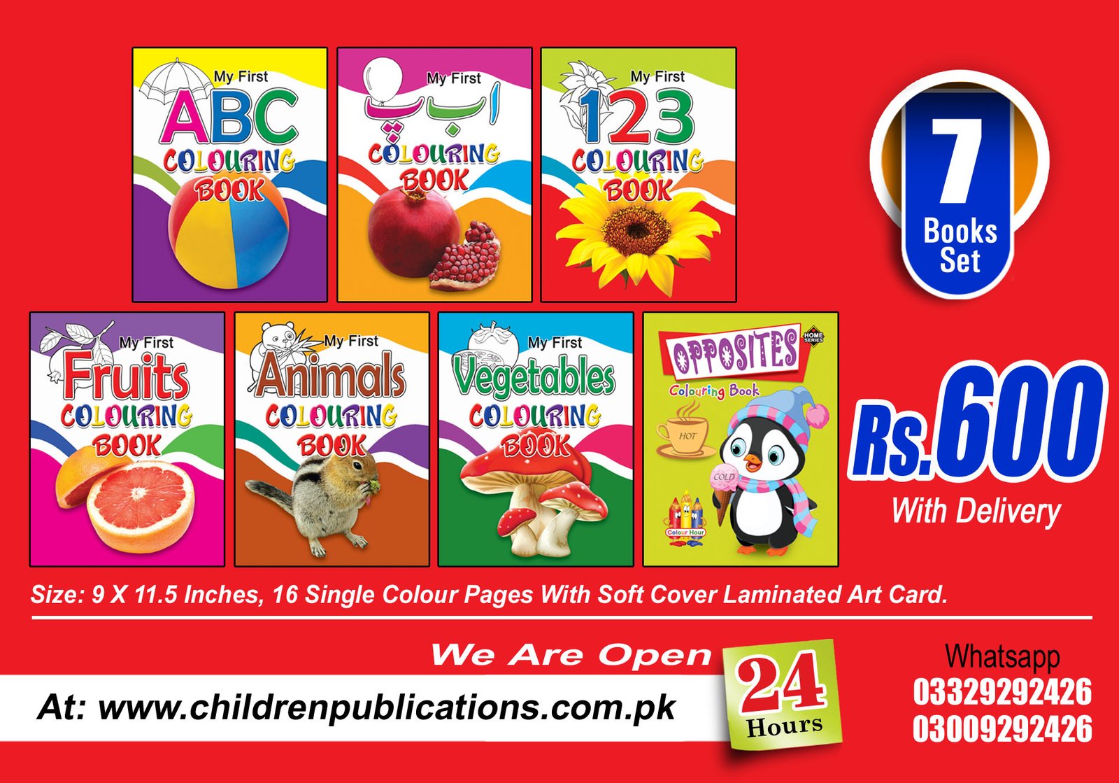 colouring-7-books-1 Educational Coloring set with opposites - Image 1