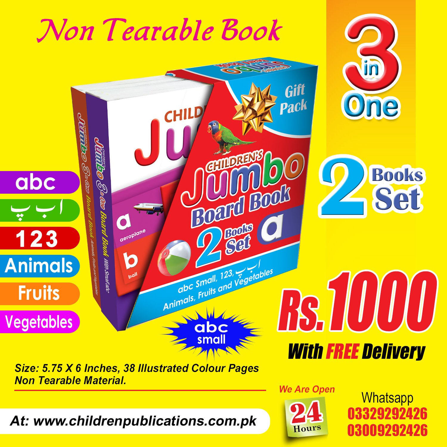 jumbo-3-in-one-abc-small-box-new Children's Jumbo Board book set 2 in 1 (Board Book With free delivery) - Image 1
