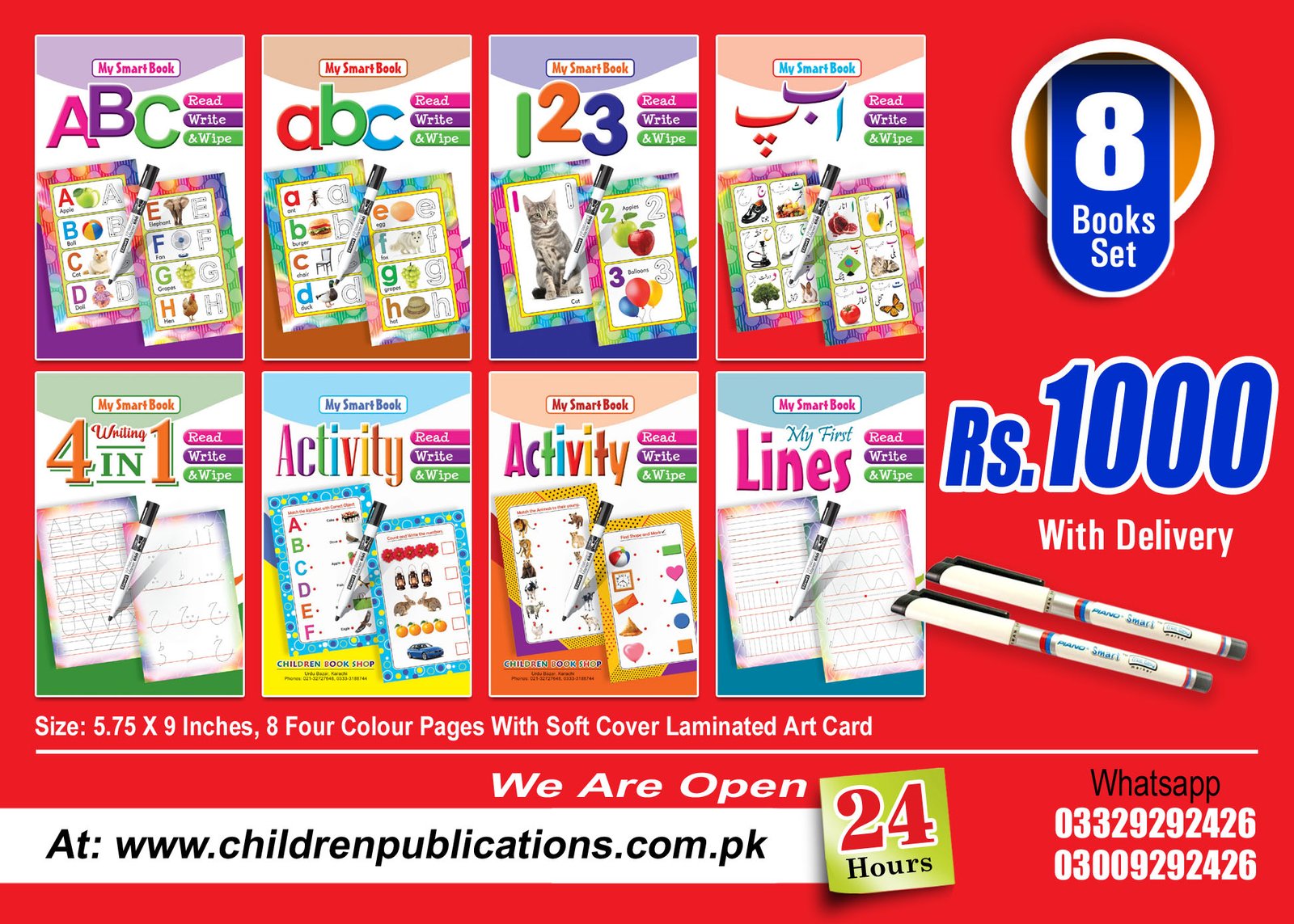 my-smart-books-merged-2.jpg Read write wipe with 2 markers (8 Books) - Image 1